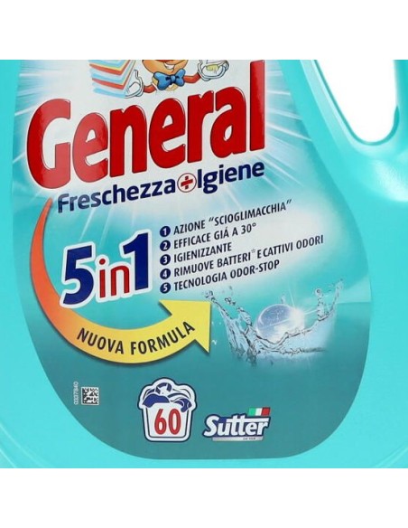 General Detersivo Lavatrice Liquido 60 Lavaggi 2700ml - Igienizzante